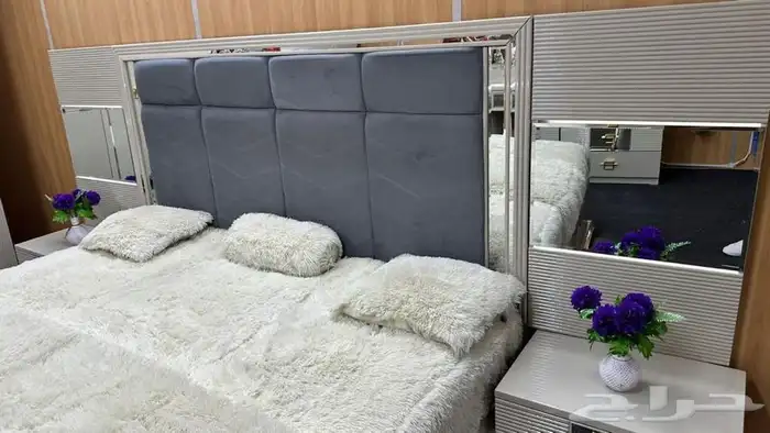 غرف نوم لون أبيض و رمادي جديد بالكرتون 1