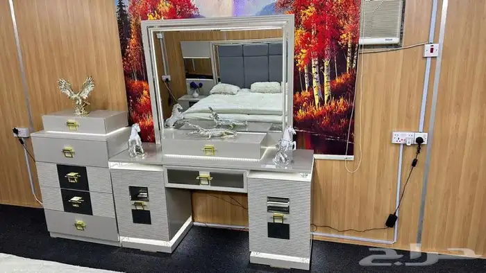 غرف نوم لون أبيض و رمادي جديد بالكرتون 9