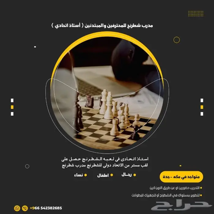 مدرب شطرنج للمحترفين والمبتدئين ( أستاذ اتحادي ) 1