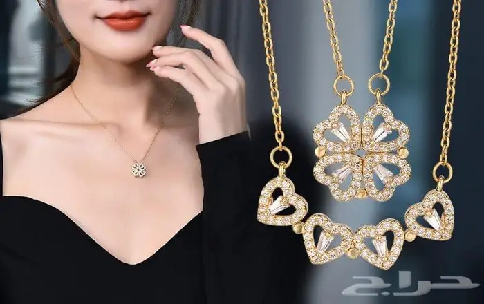 للبيع بالجملة عقد شكل قلب بتصميم زهرة البرسيم من 30 ريال 4