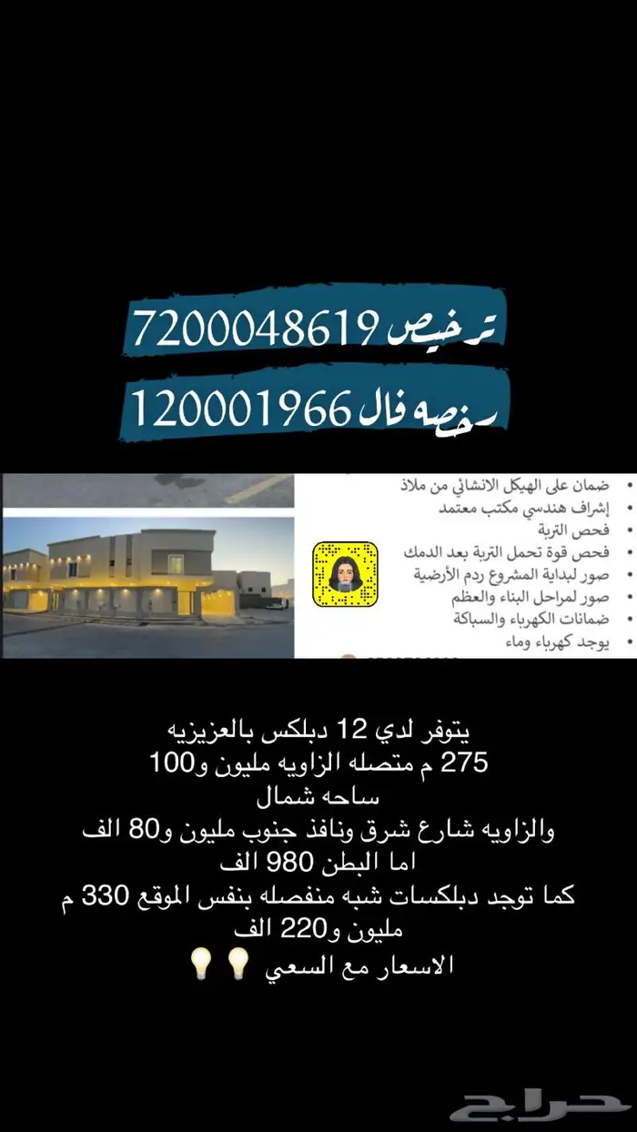 للبيع دبلكسات متصله وشبه منفصله بالعزيزيه 0