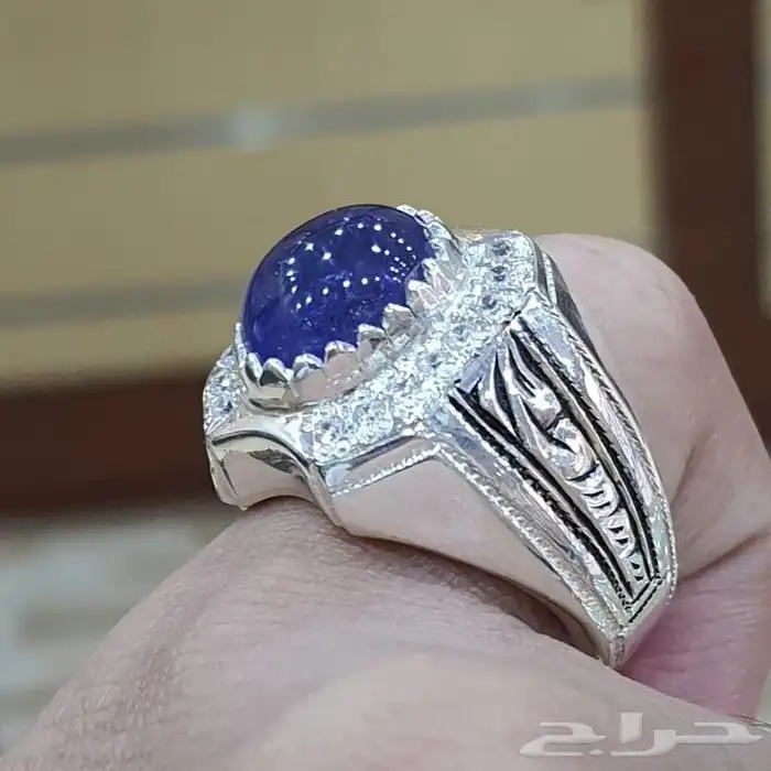 خاتم تنزنايت طبيعي فاخره كابشون 1