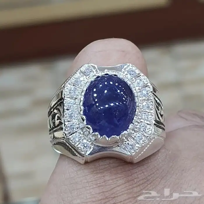 خاتم تنزنايت طبيعي فاخره كابشون 0