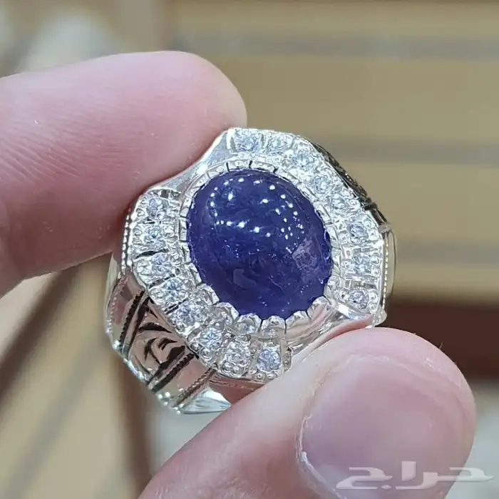 خاتم تنزنايت طبيعي فاخره كابشون 3