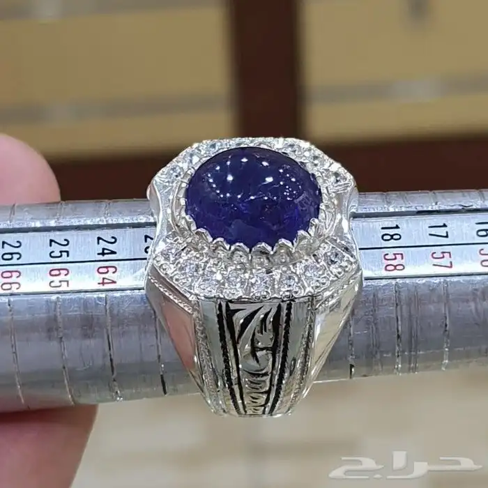 خاتم تنزنايت طبيعي فاخره كابشون 4