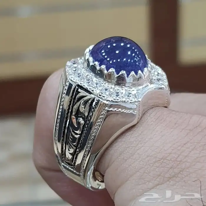 خاتم تنزنايت طبيعي فاخره كابشون 2