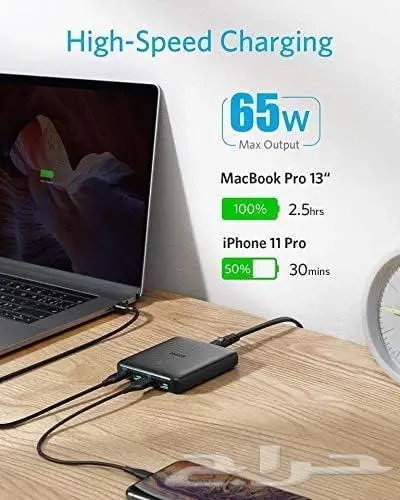 شاحن Anker USB-C سريع 45W   GaN   يشحن 4 أجهزة 2