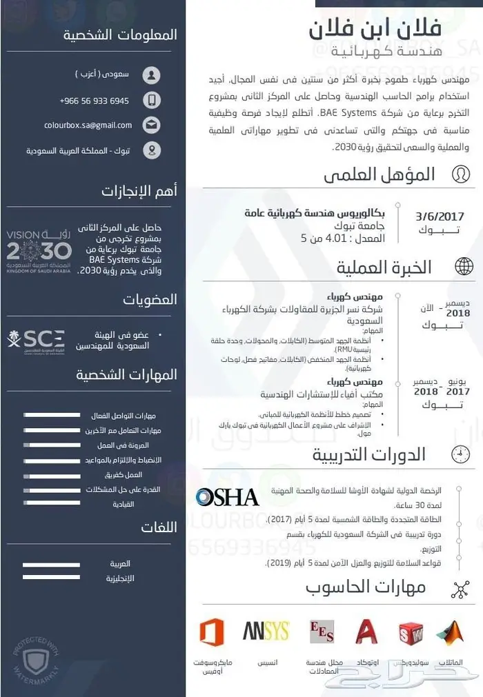 تصميم سيرة ذاتية احترافية نظام ATS 1