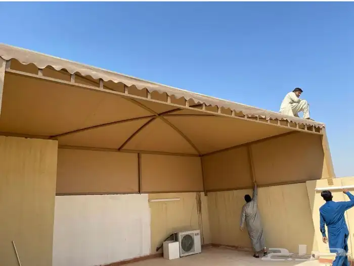 شراعات وبلاستيكات بي في سي ضد المطر خيام ومضلات وبيوت ثابته 4
