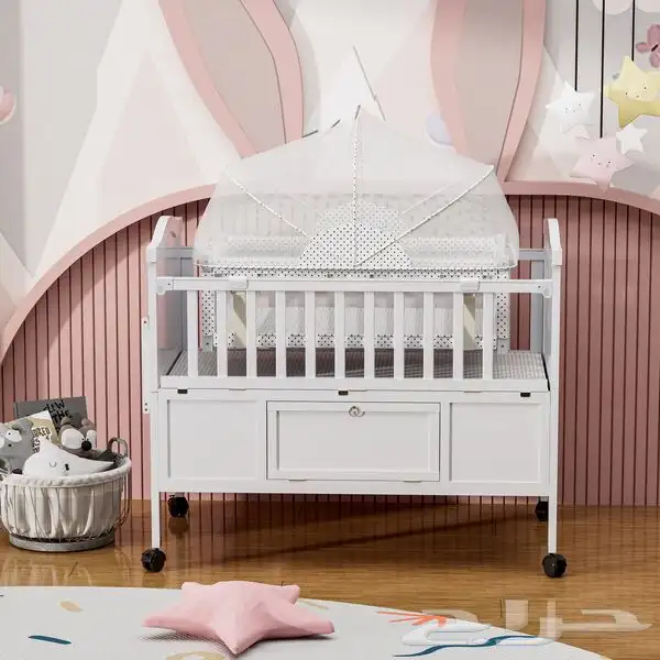 سرير اطفال خشب مع هندول next to me 1