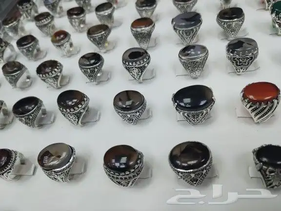 خواتم فضه عيار 925 أشكل وانوع وعقيق يمني على الشرط 20