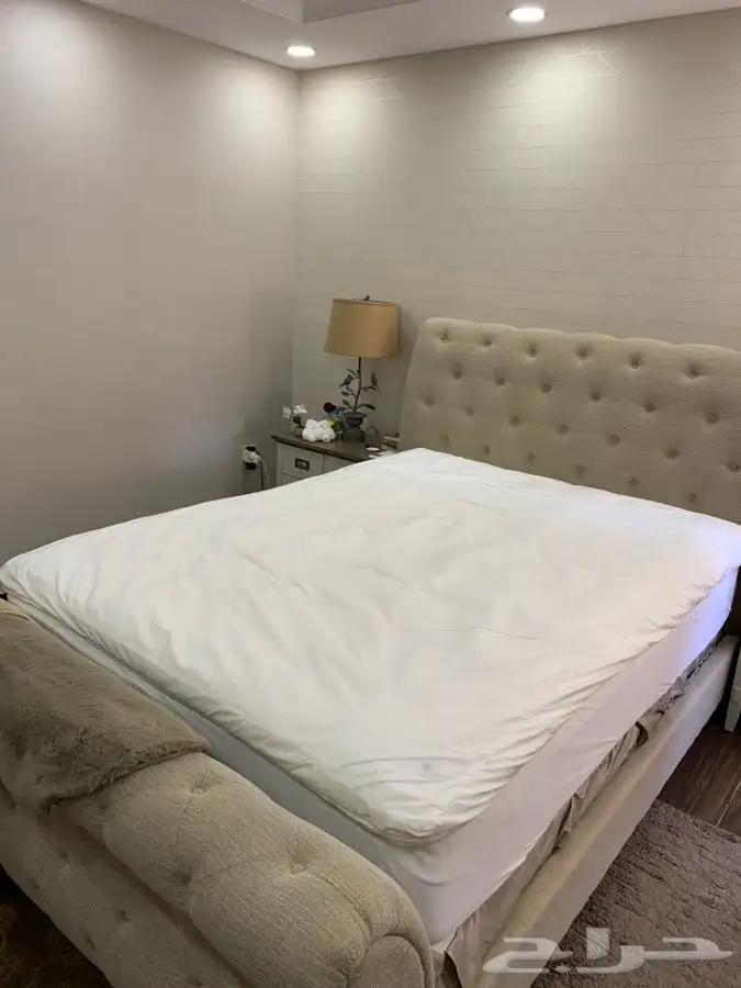 لبادة سرير من كرز لنن حشوة قطن 14سم استعمال نظيف 0