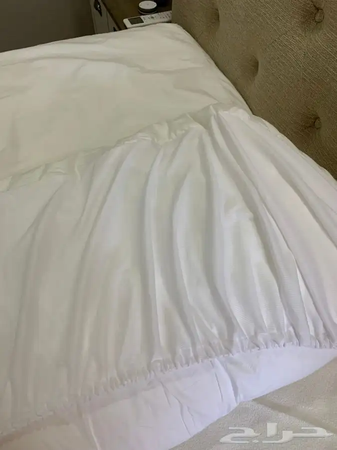 لبادة سرير من كرز لنن حشوة قطن 14سم استعمال نظيف 5