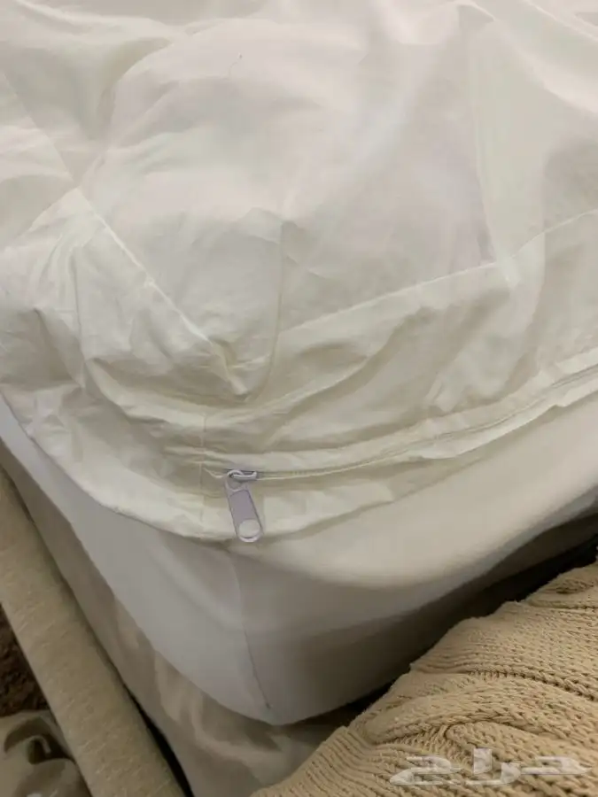 لبادة سرير من كرز لنن حشوة قطن 14سم استعمال نظيف 1