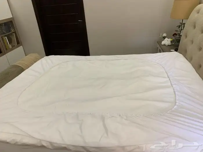 لبادة سرير من كرز لنن حشوة قطن 14سم استعمال نظيف 7