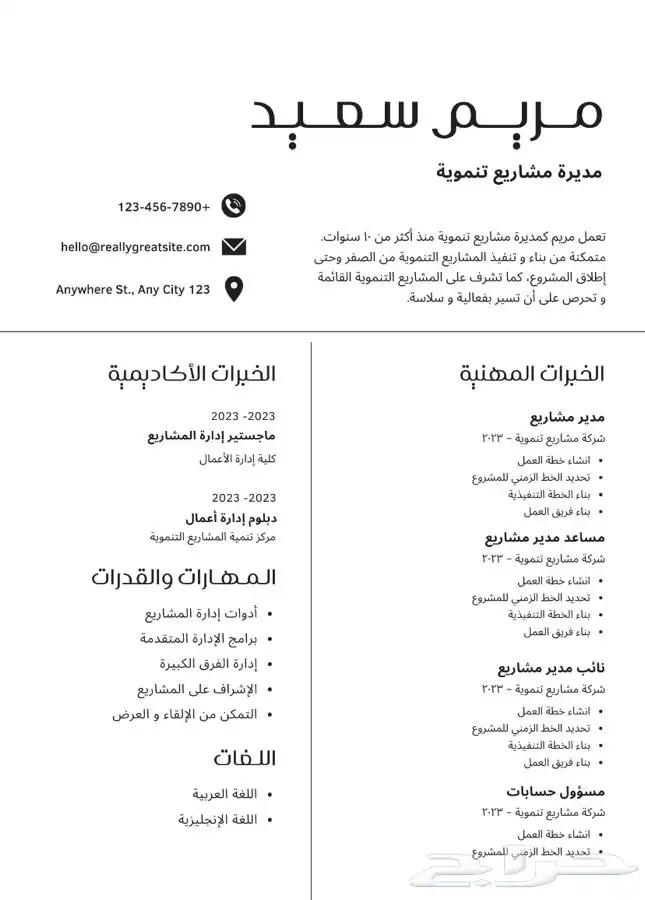كتابة سيرة ذاتية احترافية باللغتين وتصميم عرض بوربوينت 3