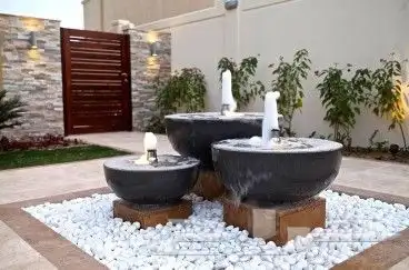 تنسيق حدائق تصميم احدث الشلالات والنوافير والعشب الجدارى مع 21