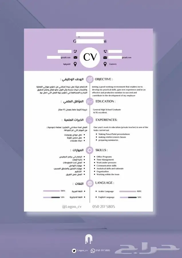 سيرة ذاتية احترافية 8