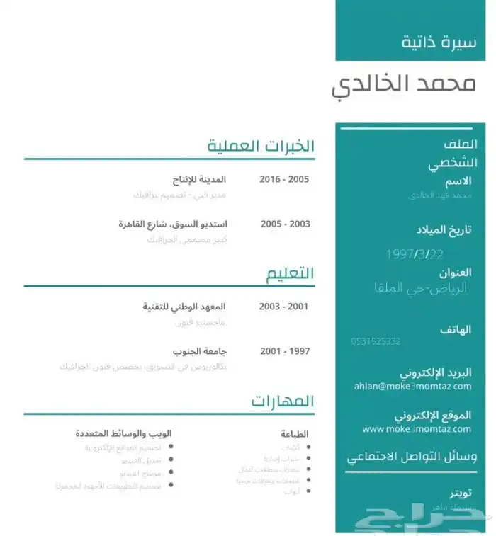 سيرة ذاتية احترافيه وبسعر منافس 1