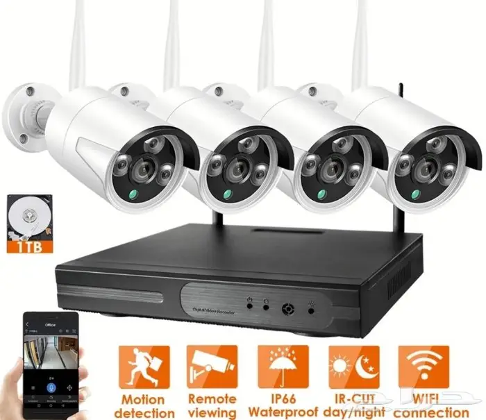 جهاز تسجيل nvr kit wireless مع كميرات مراقبه 3