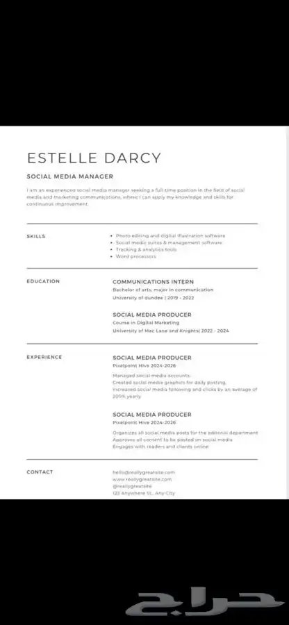 سيرة ذاتية ATS CV 2