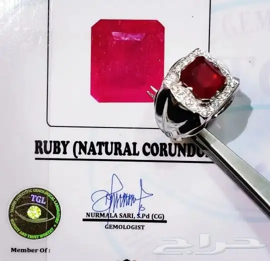 خاتم ياقوت بورمي طبيعي فاخر 9