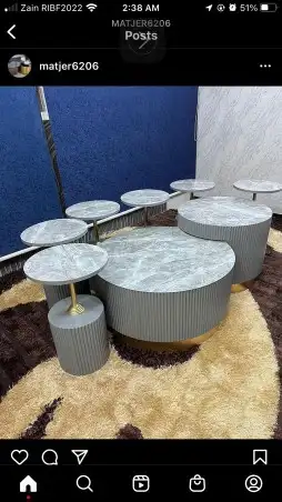 طقم طاولات 5 قطع بديل خشب 13