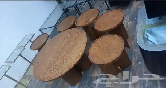 طقم طاولات 5 قطع بديل خشب 23