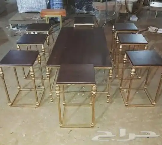 طقم طاولات 5 قطع بديل خشب 3