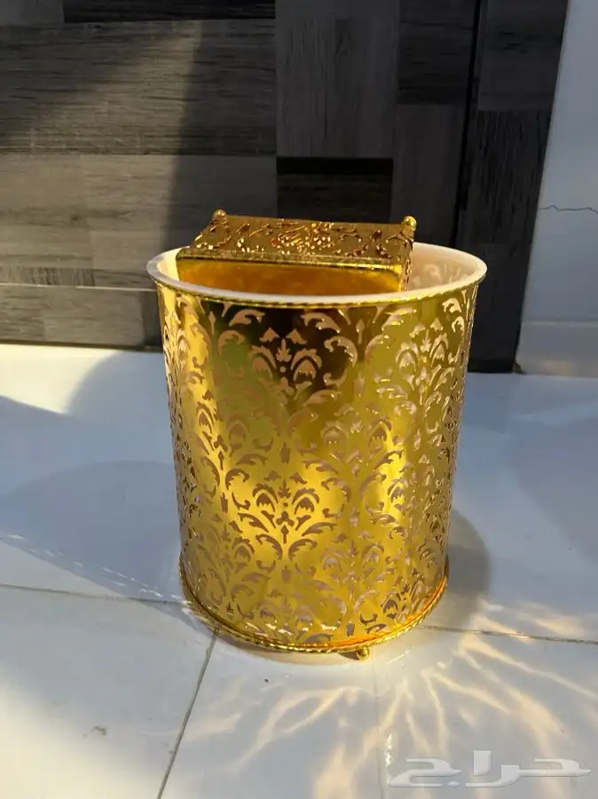للبيع زمزميات رتبونت وسله وطقم سله مهملات و علبه مناديل ذهبي 0