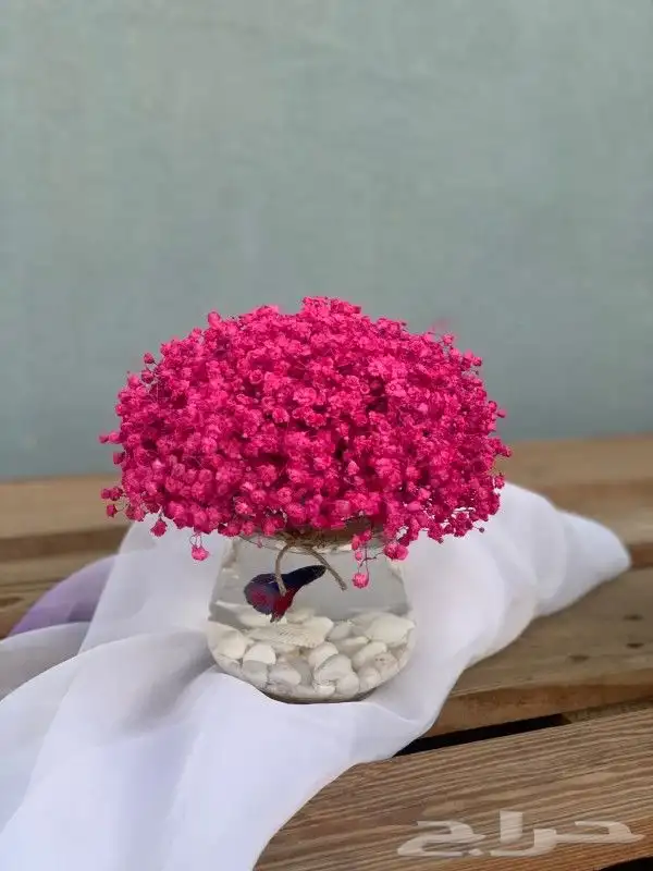 فازه من الورد الطبيعي الدائم مع سمكة جميله 3