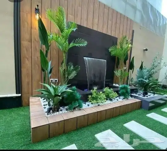 مشتل مشاتل تنسيق حدائق عشب صناعي شبكات ري شلال زرع 0