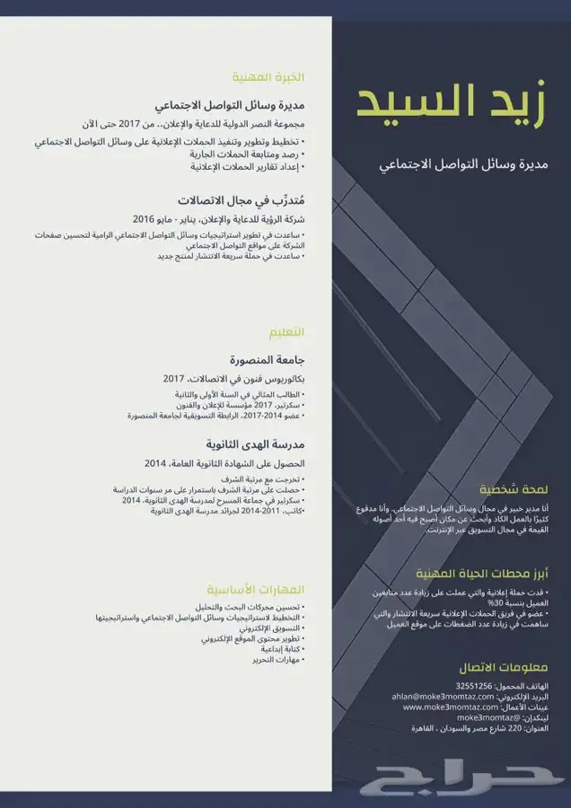 تصميم cv احترافي - سيره ذاتيه تنفيذ فوري 7
