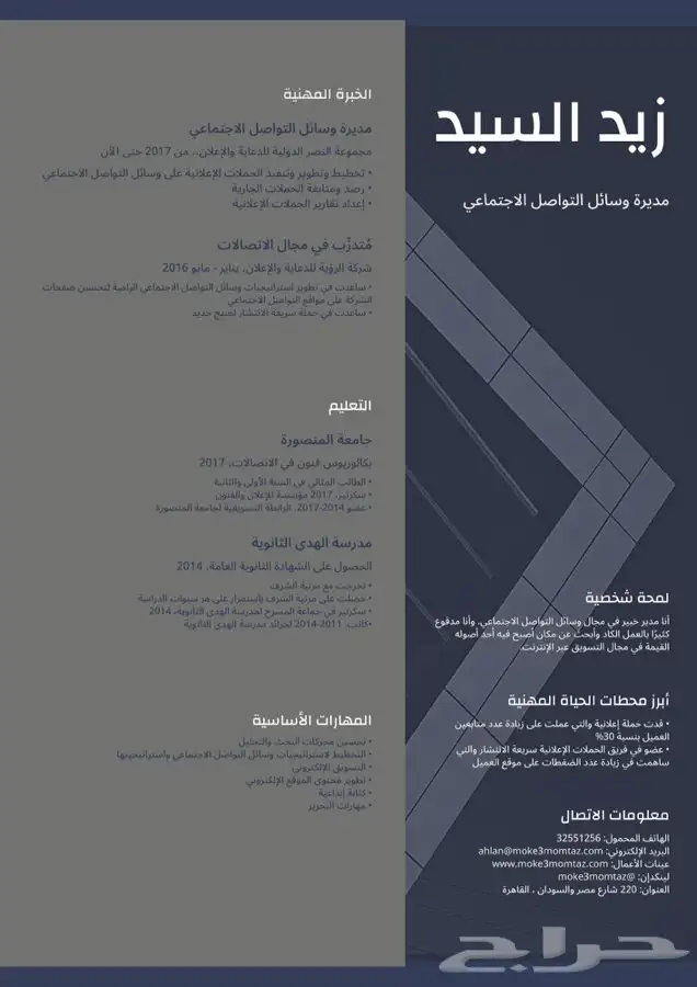 تصميم cv احترافي - سيره ذاتيه تنفيذ فوري 6