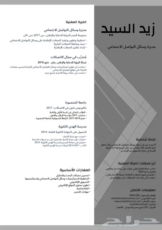 تصميم cv احترافي - سيره ذاتيه تنفيذ فوري 5
