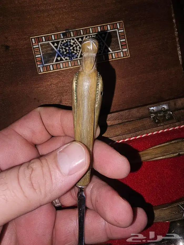 طقم قديم جدا شوك وملاعق مقبض زراف جناح ذهبي 3