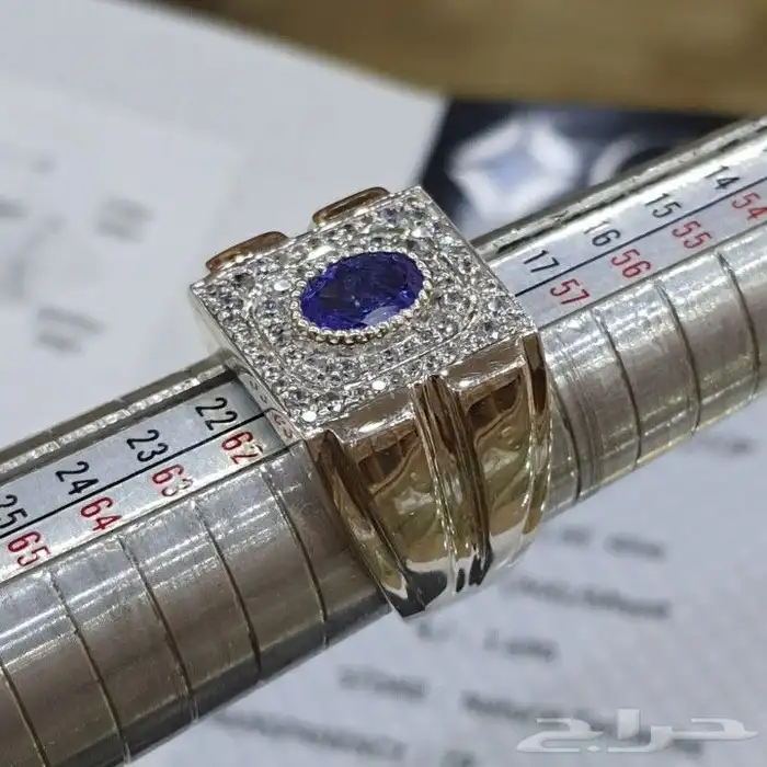 خاتم حجر التنزنايت بشهادة طبيعي 5