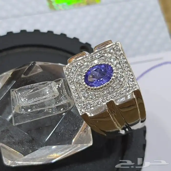 خاتم حجر التنزنايت بشهادة طبيعي 2