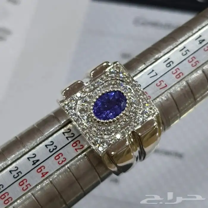 خاتم حجر التنزنايت بشهادة طبيعي 0