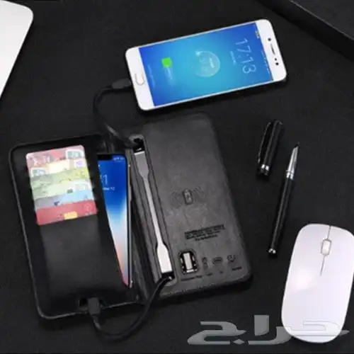 محفظة جلد وباور بنك 6