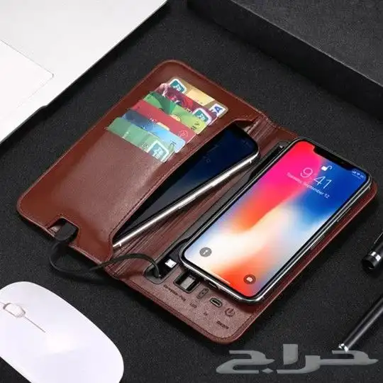 محفظة جلد وباور بنك 4