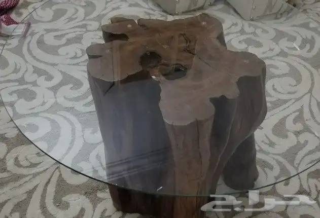 طاولة جذع كامل ع زجاج  طاوله جذوع شجرمدموجه للبيع 3