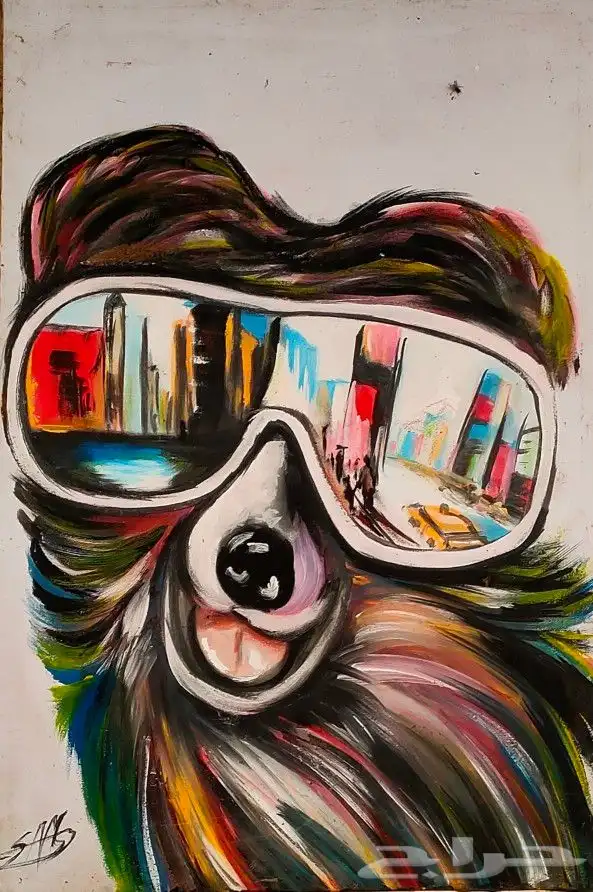 لوحه فنيه بالألوان رسم يدوي 0