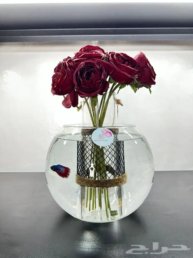 هدية باقة ورد بحوض سمك فايتر 2