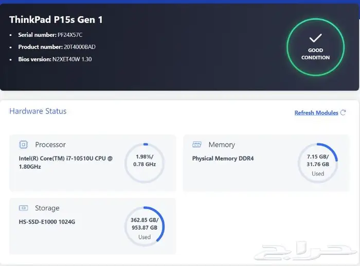 Lenovo لينوفو ثينك باد P15s الجيل العاشر i7 من نوع بزنس 10