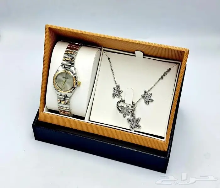 طقم هديه ساعه نسائي فخم 0