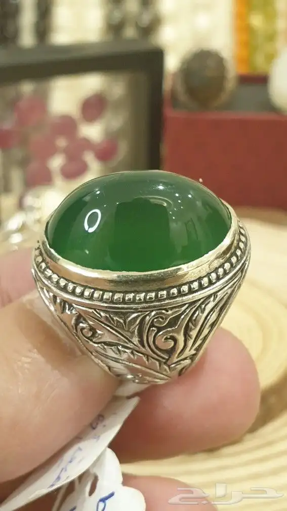 خاتم عقيق اخضر 10