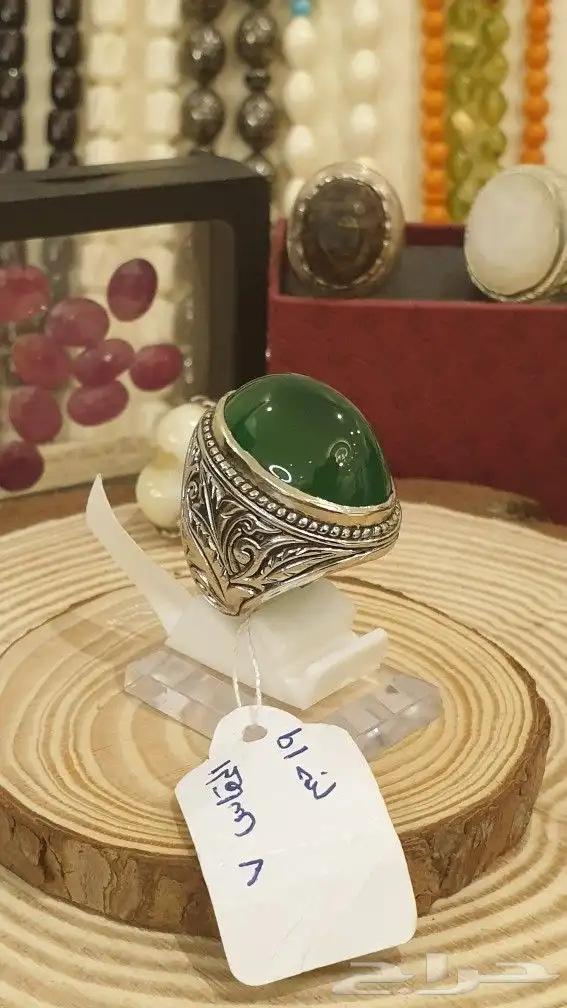 خاتم عقيق اخضر 4