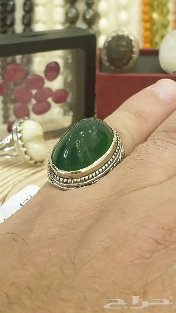خاتم عقيق اخضر 8