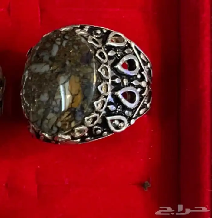 خواتم عقيق يماني حر طحلبي ومسماري وجلد الحيه 1